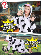 CANASOUR Cow Onesie Kids Halloween Cosplay Costume Girls One Piece Pjs Anime Unisex Hoodie Pajamas For 10-12 Years Boys Party Py