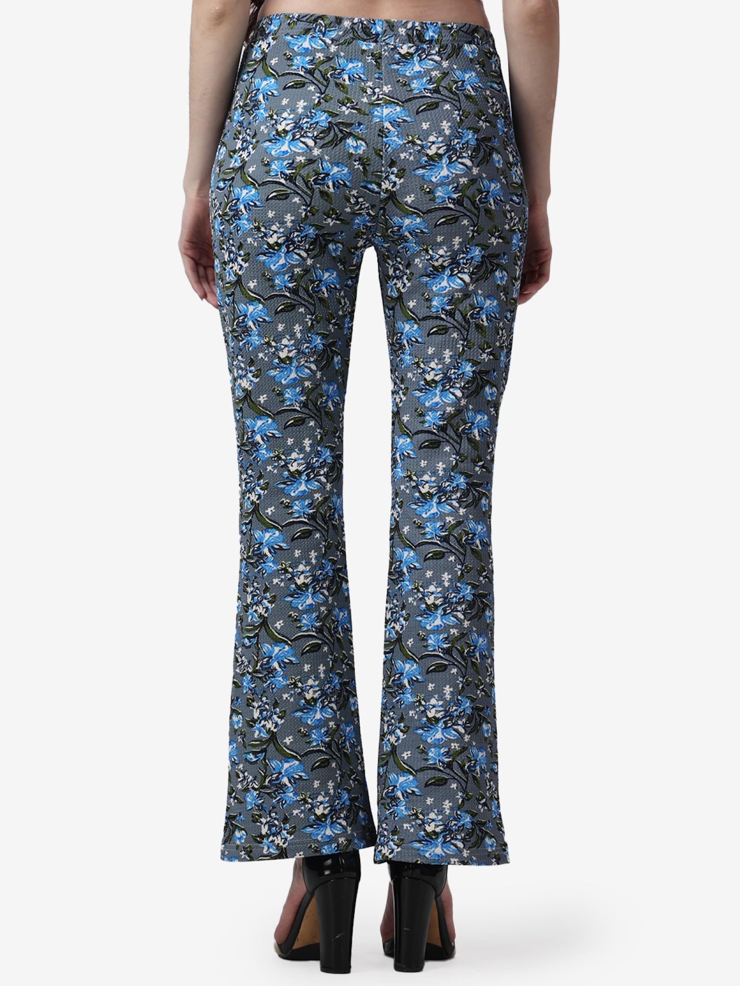 POPWINGS Casual Multi Colour Floral Print Bootcut Trouser for Women || Pull On Trouser for Women || Latest Stylish Western Regul