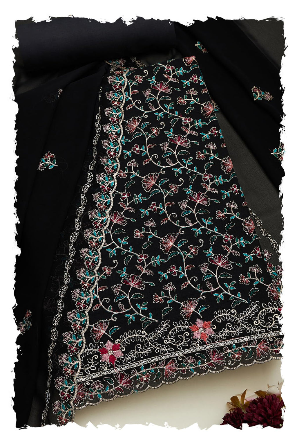 Soch Women Georgette Embroidered Unstitched Dress Material with Zari