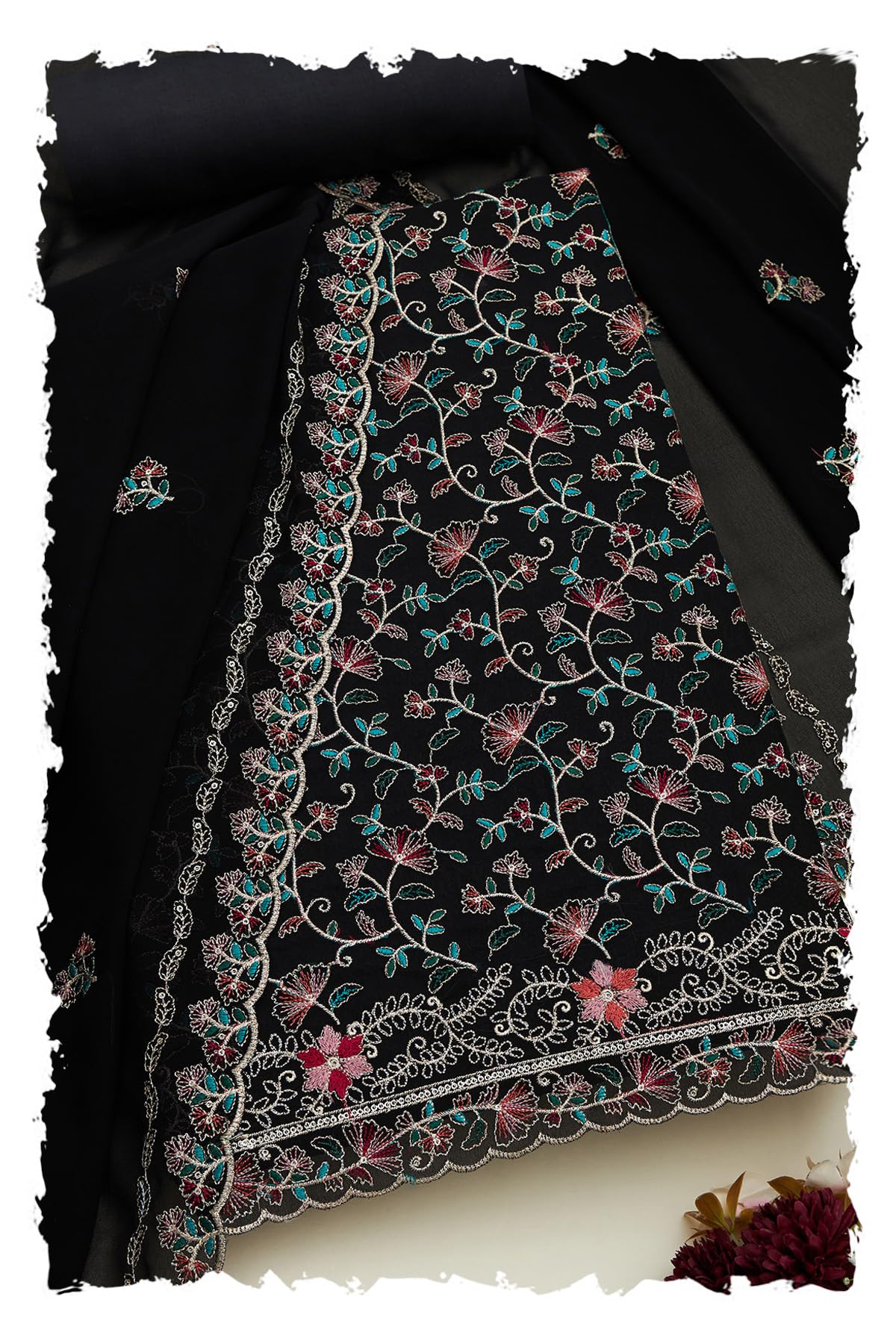 Soch Women Georgette Embroidered Unstitched Dress Material with Zari