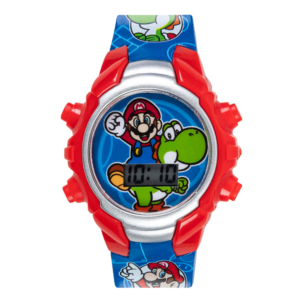 Accutime Super Mario Kids Digital Watch with Yoshi, LED Light Show, Soft Silicone Strap, Durable Kid-Friendly Design, Fun Time-T