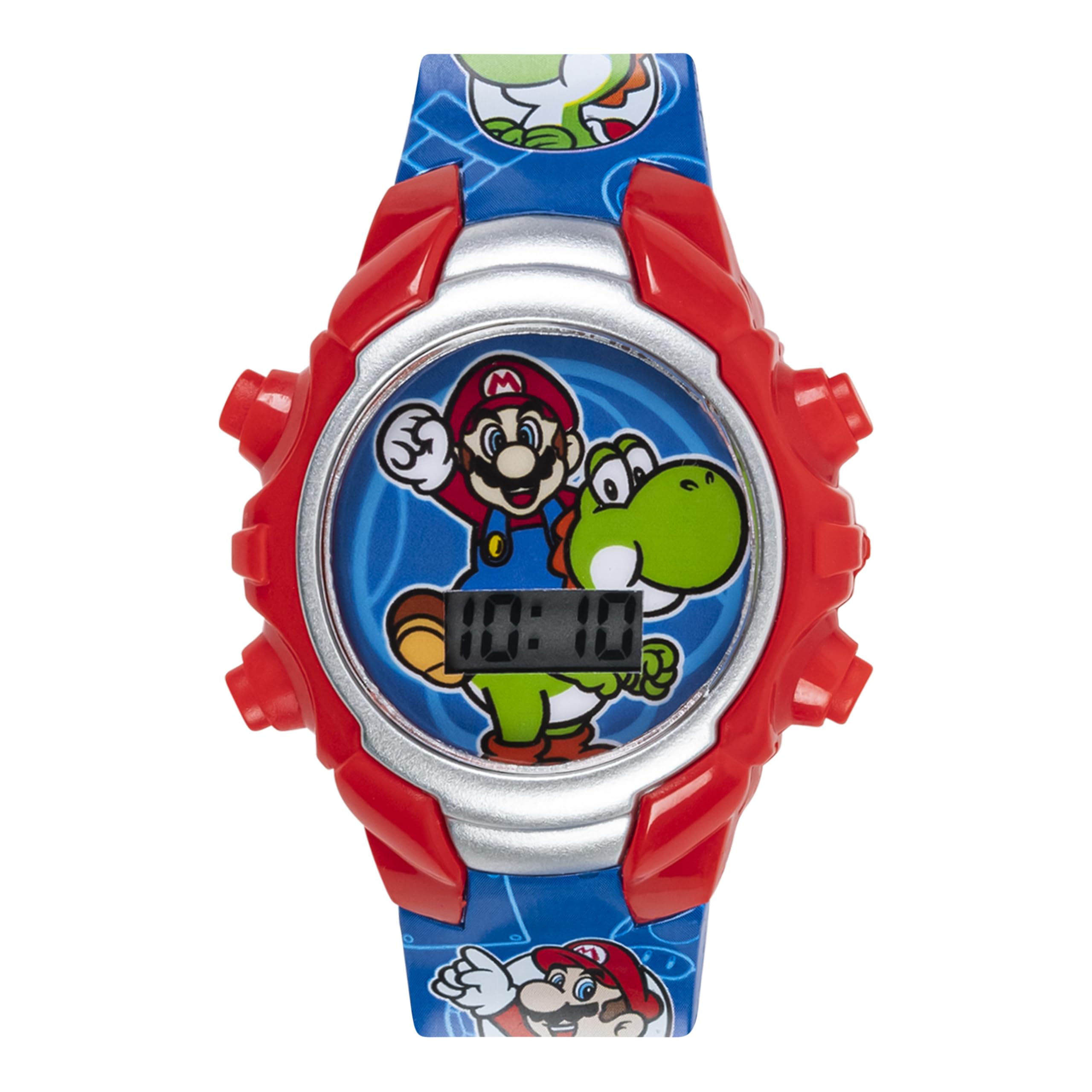 Accutime Super Mario Kids Digital Watch with Yoshi, LED Light Show, Soft Silicone Strap, Durable Kid-Friendly Design, Fun Time-T