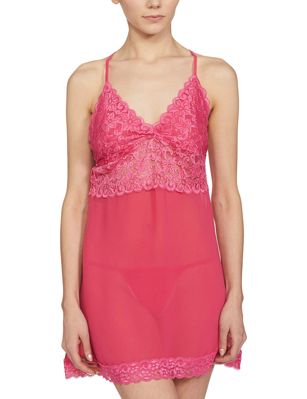 Clovia WomenS Net Solid Knee Length Babydoll (Ns1288P14M_Pink_M_Pink_M)