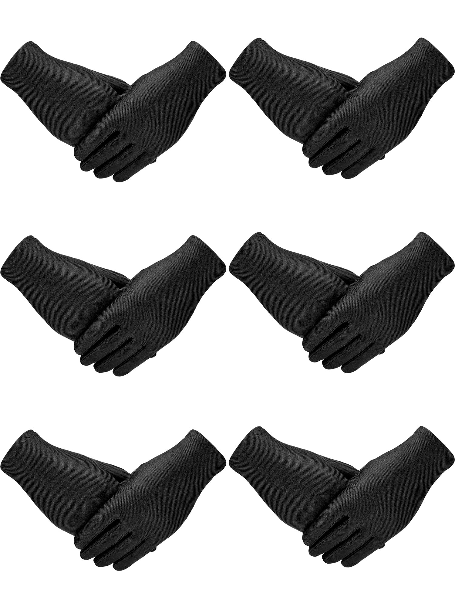 SATINIOR 6 Pairs Black White Kid Costume Glove Short Cosplay Glove Girl Boy Dress up for Halloween Party Opera Accessories