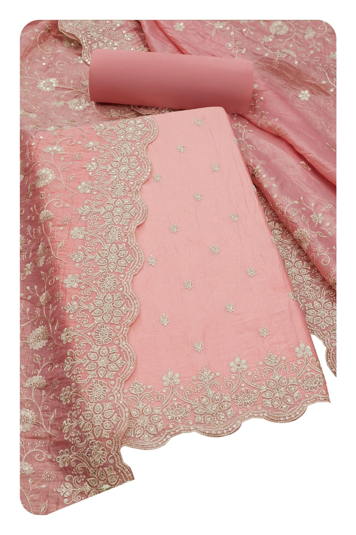 Soch Women Crushed Silk Solid Unstitch Dress Material with Sequins