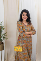 ANNI DESIGNER Womens Rayon Blend Straight Printed Kurta with Palazzo (Jones Mustard_S_Mustard_Small)