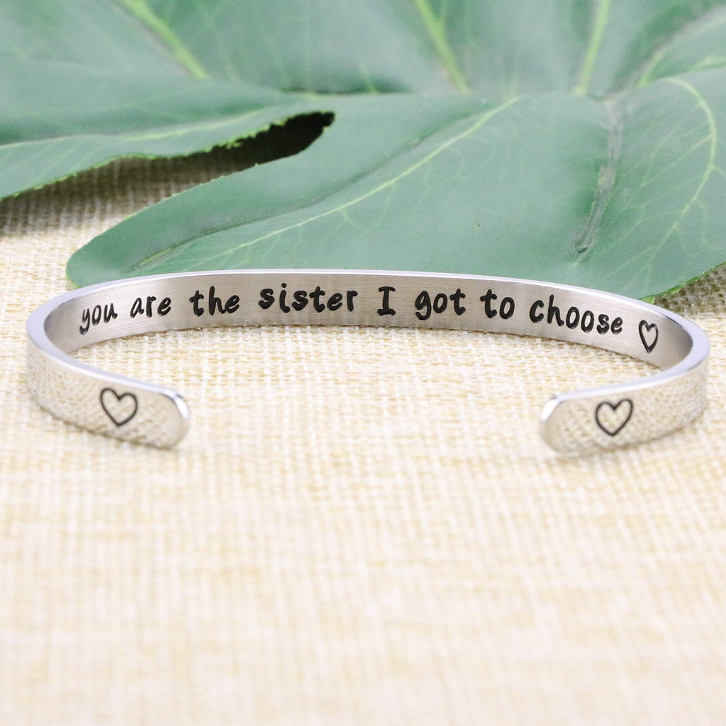 JoycuFF Birthday Gifts for Sister Gifts from Sister Bracelets for Women Inspirational Jewelry Big Sister Stainless Steel Cuff Br