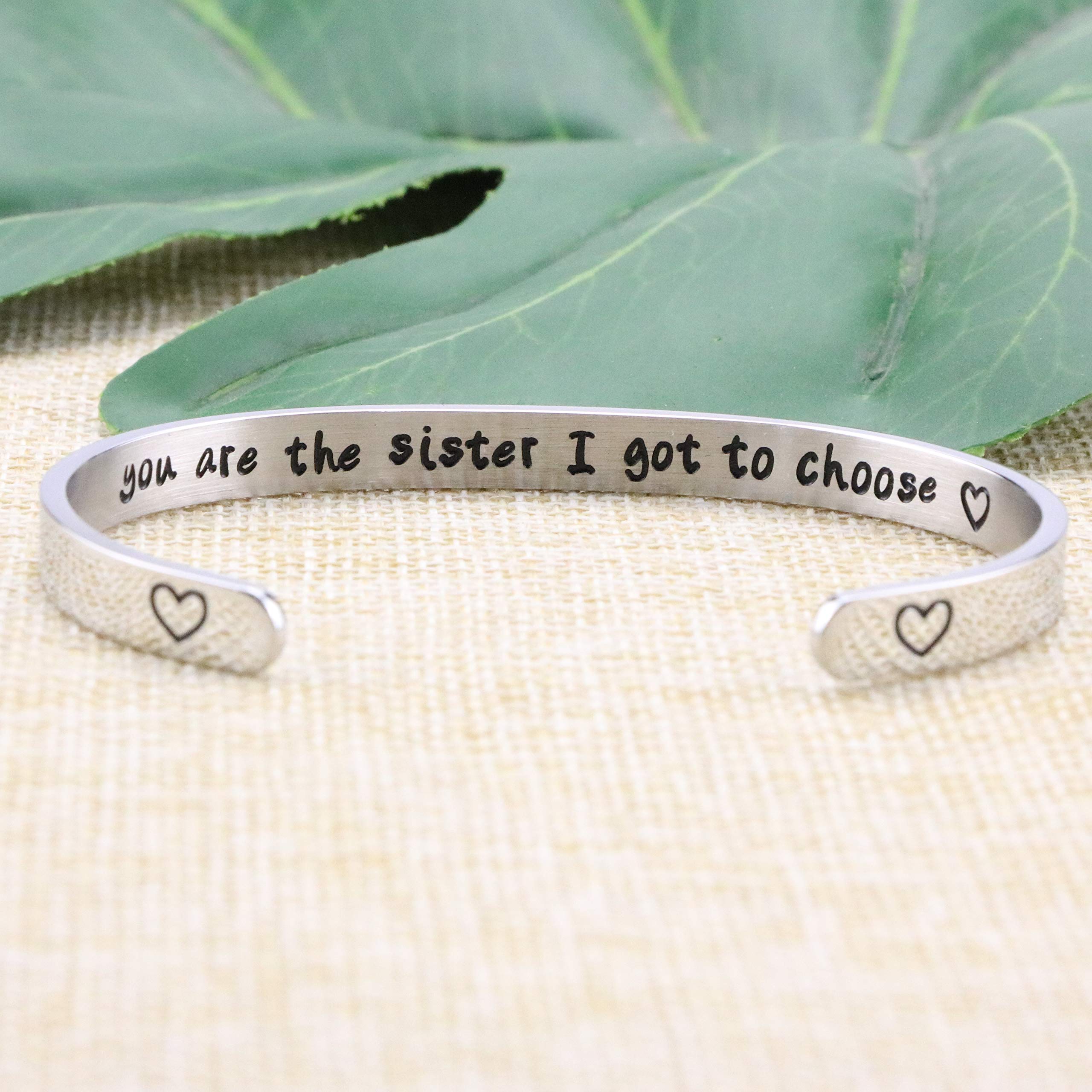 JoycuFF Birthday Gifts for Sister Gifts from Sister Bracelets for Women Inspirational Jewelry Big Sister Stainless Steel Cuff Br