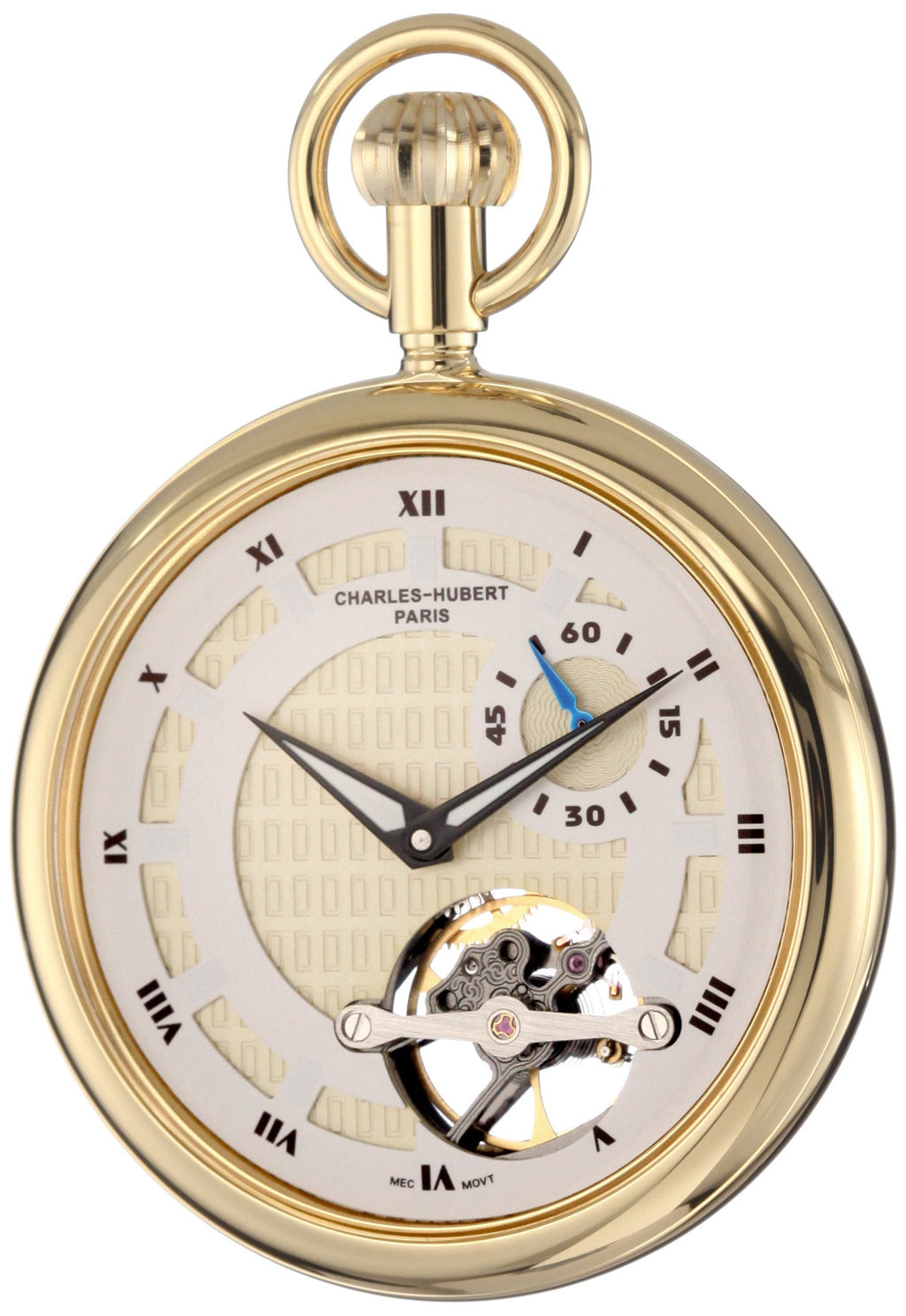 Charles-Hubert, Paris 3901-G Classic Collection Gold-Plated Open Face Mechanical Pocket Watch