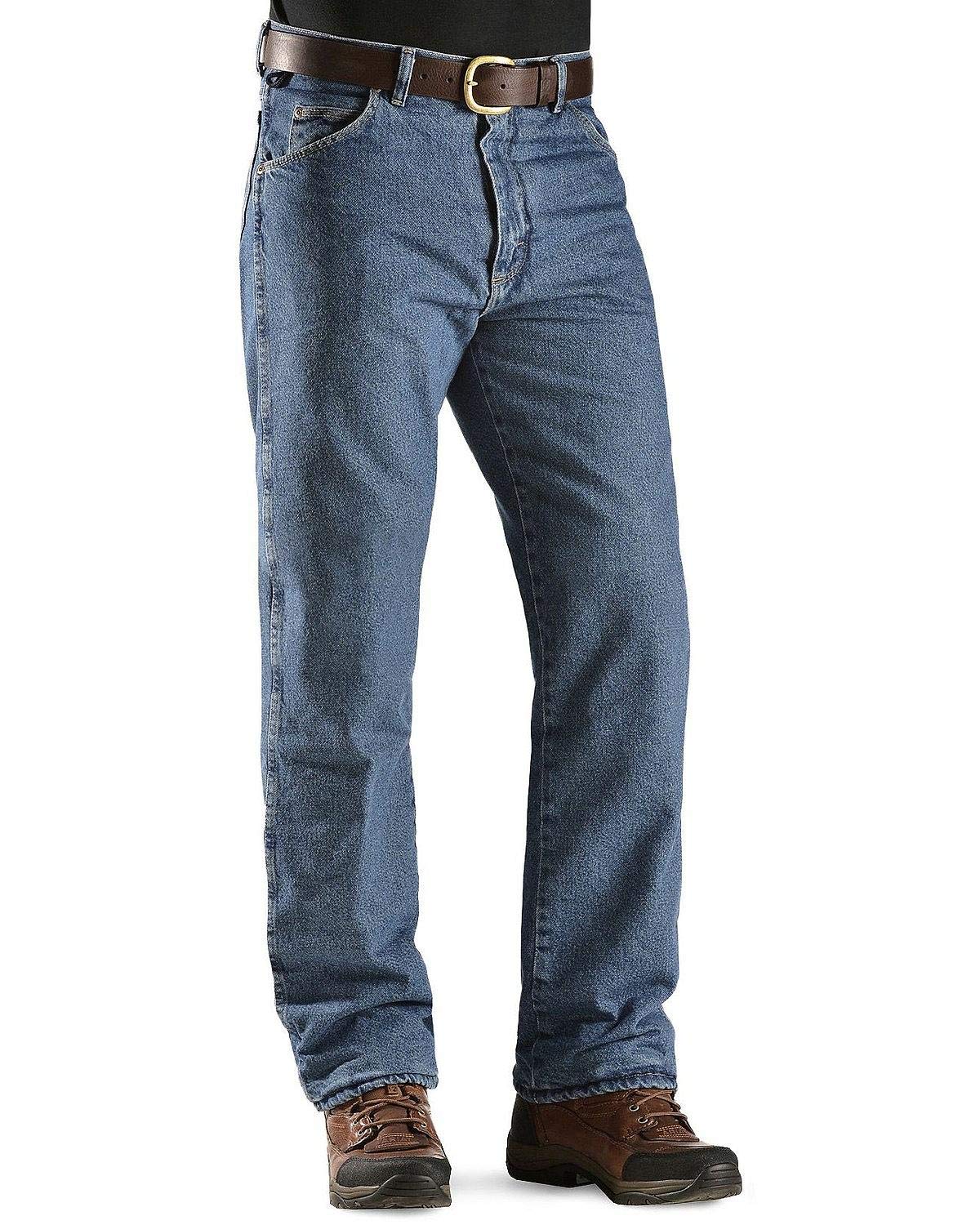 Wrangler mens Rugged Wear Woodland Thermal jeans, Stonewashed Denim, 42W x 30L US
