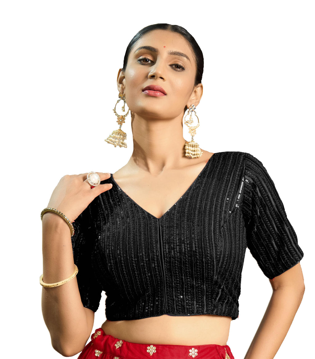 Pujia Mills WomenS Indian Ethnic Wear Designer Silver Sequence With Matching Embroidered Work V Neck Half Sleeve Readymade Padd