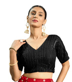 Pujia Mills WomenS Indian Ethnic Wear Designer Silver Sequence With Matching Embroidered Work V Neck Half Sleeve Readymade Padd