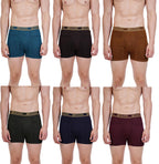 PRAKASAM COTTON -Marlow Mens 100% Pure Combed Cotton Outer Elastic Pocket Trunks (Pack of 6) Multi Colour