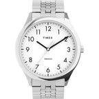 Timex Men's Modern Easy Reader 40mm Watch - Silver-Tone Case White Dial with Expansion Band