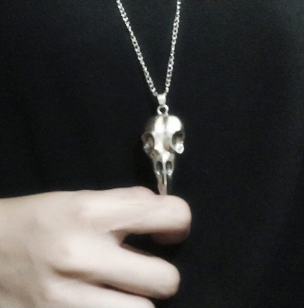 YOOESTORES82 Punk Metal Crow Skull Necklace. Hip Hop 3D Animal Bird Skull Pendant Necklace, Men Women Vintage Gothic Halloween J
