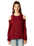 Miss Chase WomenS Maroon Cold Shoulder Boxy Top(Mcaw17Tp10-09-64-03,Maroon,Small)