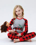 Babyroom Girls Christmas Pajamasd Matching Doll&Toddler 4 Piece Cotton Pajamas Toddler Christmas Clothes Size 6 Gray