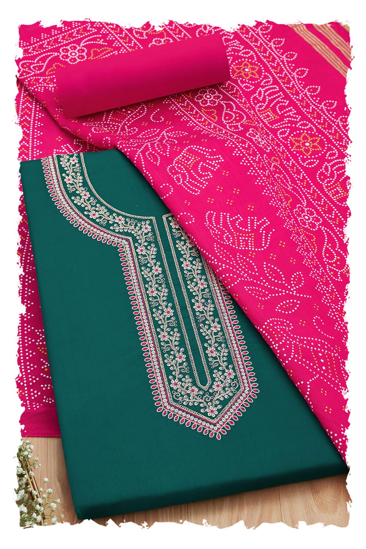 Soch Women Cotton Embroidered Unstitch Dress Material with Sequins