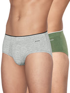 XYXX Mens Modal Regular Solid Briefs (Pack of 2) (XY_MR1_BRF_01_2_3_ICY Grey, Olive Green