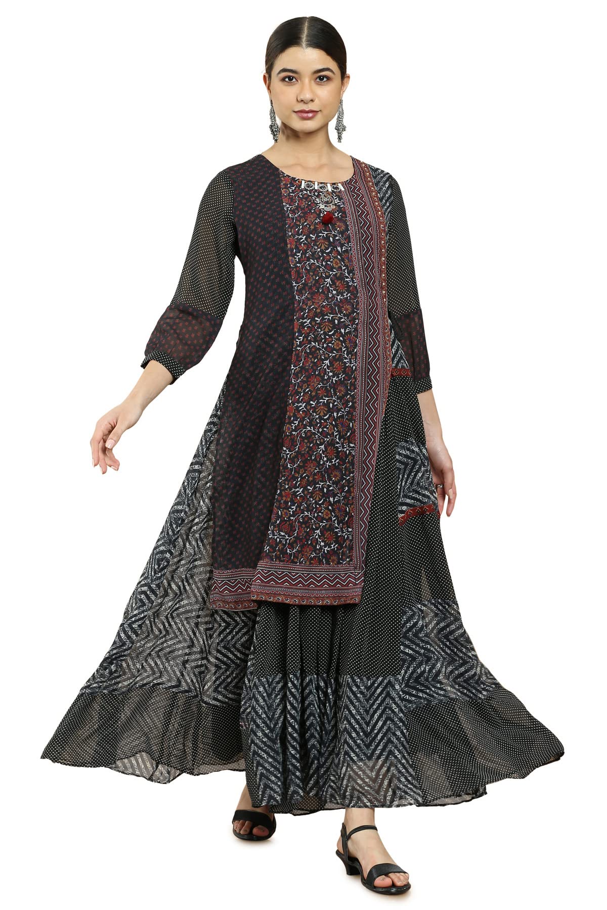Soch Women Georgette Layered Printed Kurta