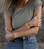 RIMRIVA Gold Bracelets for Women Trendy Cross Love Bangle Stack Stainless Steel Jewelry Anniversary Graduation Her Christmas Bir