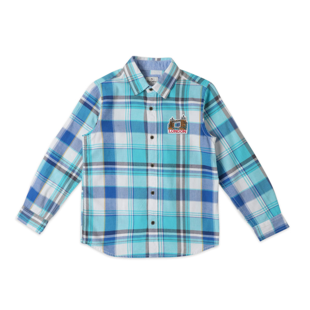 Pepe Jeans Arin Ls Yarn Dyed Twill Checks Shirt, Aqua, 8