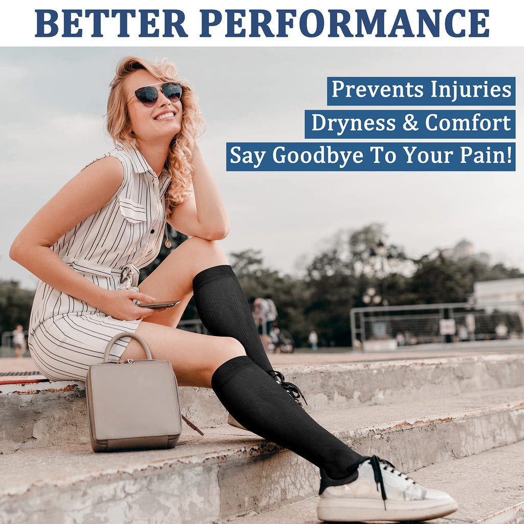 FEYHAY Copper Compression Socks (3 Pairs) 15-20 mmHg Circulation is Best Athletic & Daily for Men & Women, Running, Climbing (Sm