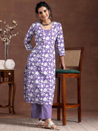Libas WomenS Pure Cotton Printed Kurta Set (278970R Purple