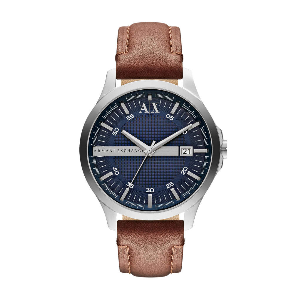 A|X ARMANI EXCHANGE Men's Stainless Steel and Brown Leather Watch (Model: AX2133)