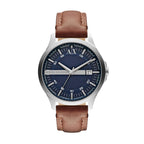 A|X ARMANI EXCHANGE Men's Stainless Steel and Brown Leather Watch (Model: AX2133)