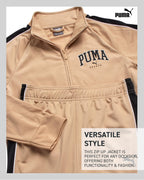 PUMA Boys' Pants Set - 2 Piece Tricot Athletic Zip Up Jacket Sweatshirt and Active Jogger Pants - Boys Activewear Set (4-16), Si