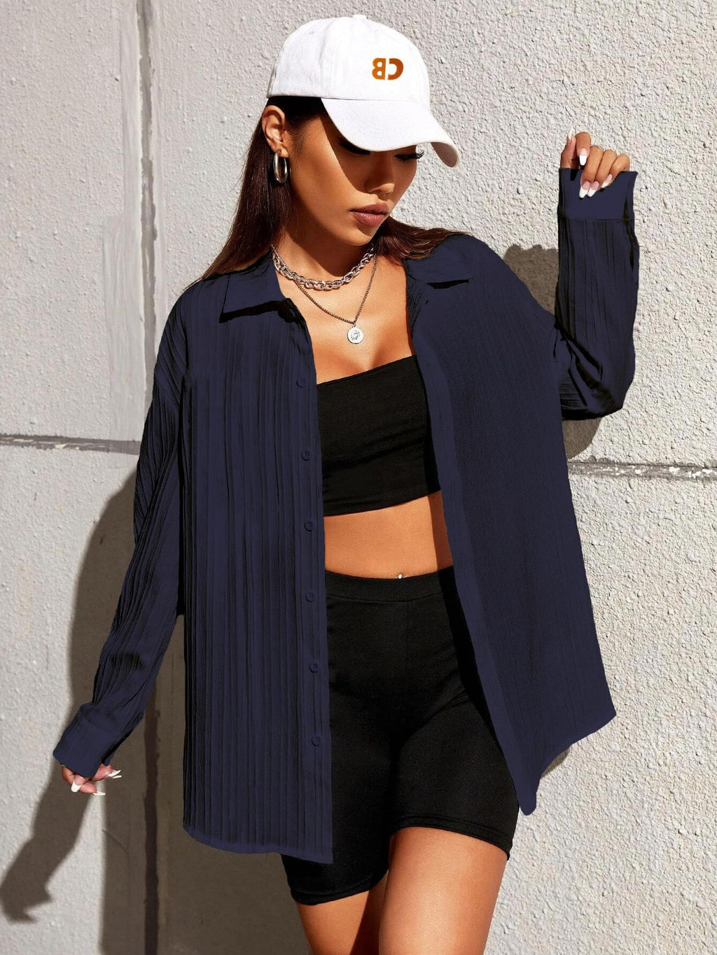 CB-COLEBROOK Oversized Textured Beach Summer Shirt for Women | Shirt for Women Stylish Western | Women Long Shirt Top | Women Ca