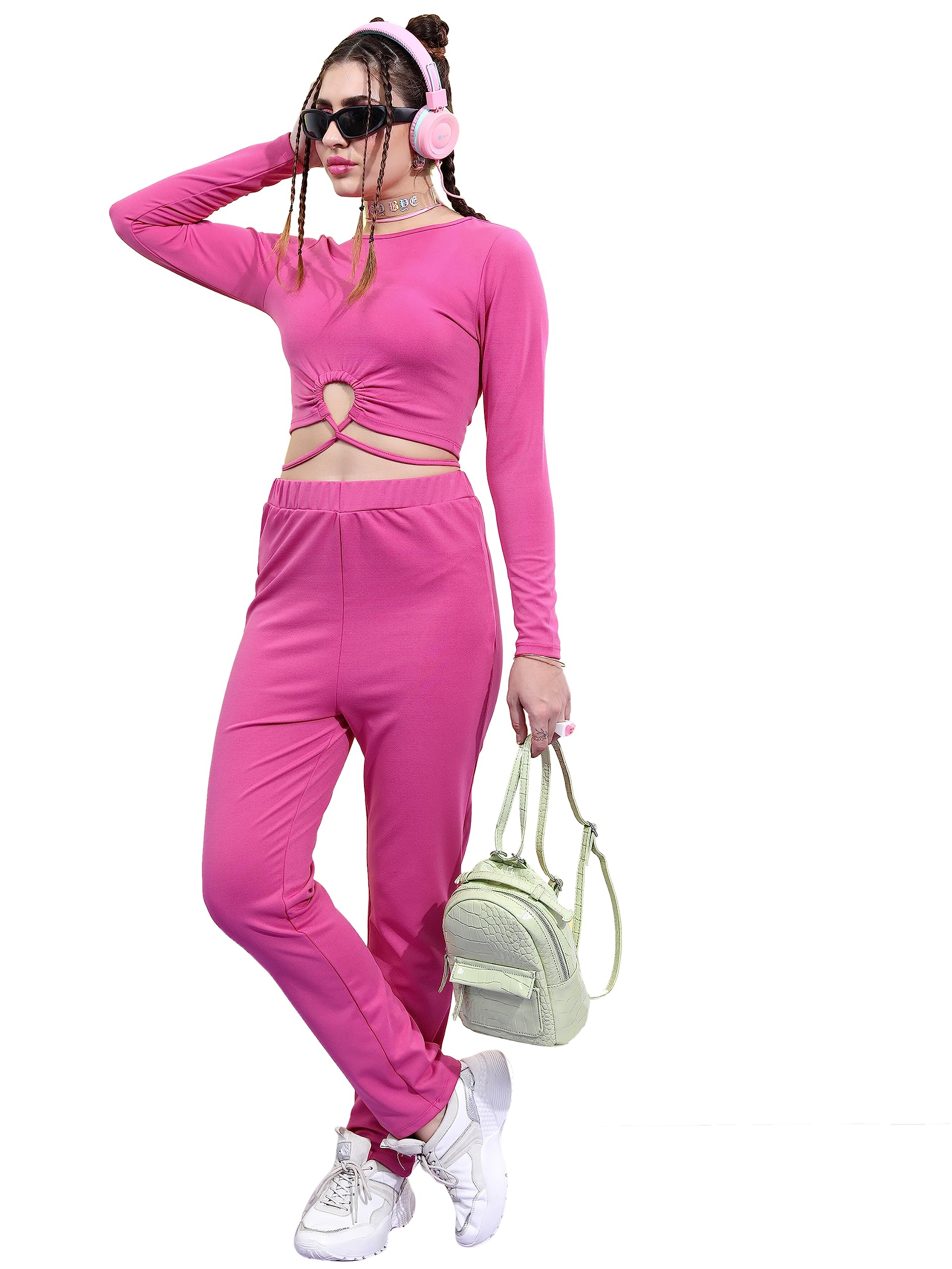 KETCH Women Fashion Wear Casual FIT Co-Ord Set(KHCE000079_Pink_S)