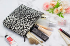 PAZIMIIK Makeup Bags for Purse Zipper Cosmetic Pouch Large Travel Canvas Make Up Organizer Tool Pouch for Women and Girls,Leopar