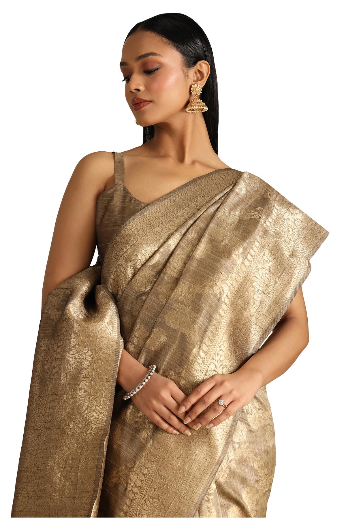 Soch Women Tussar Floral Print Saree with Zari Woven