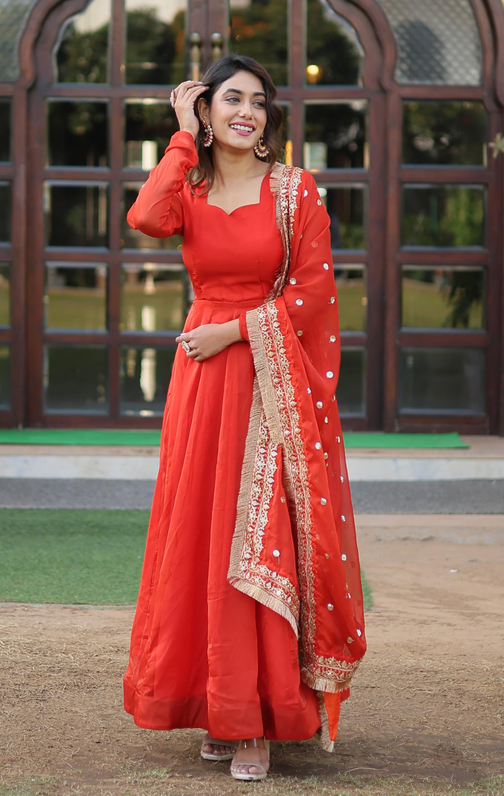 Wedani Russian Silk Anarkali Kurta Set For Womens