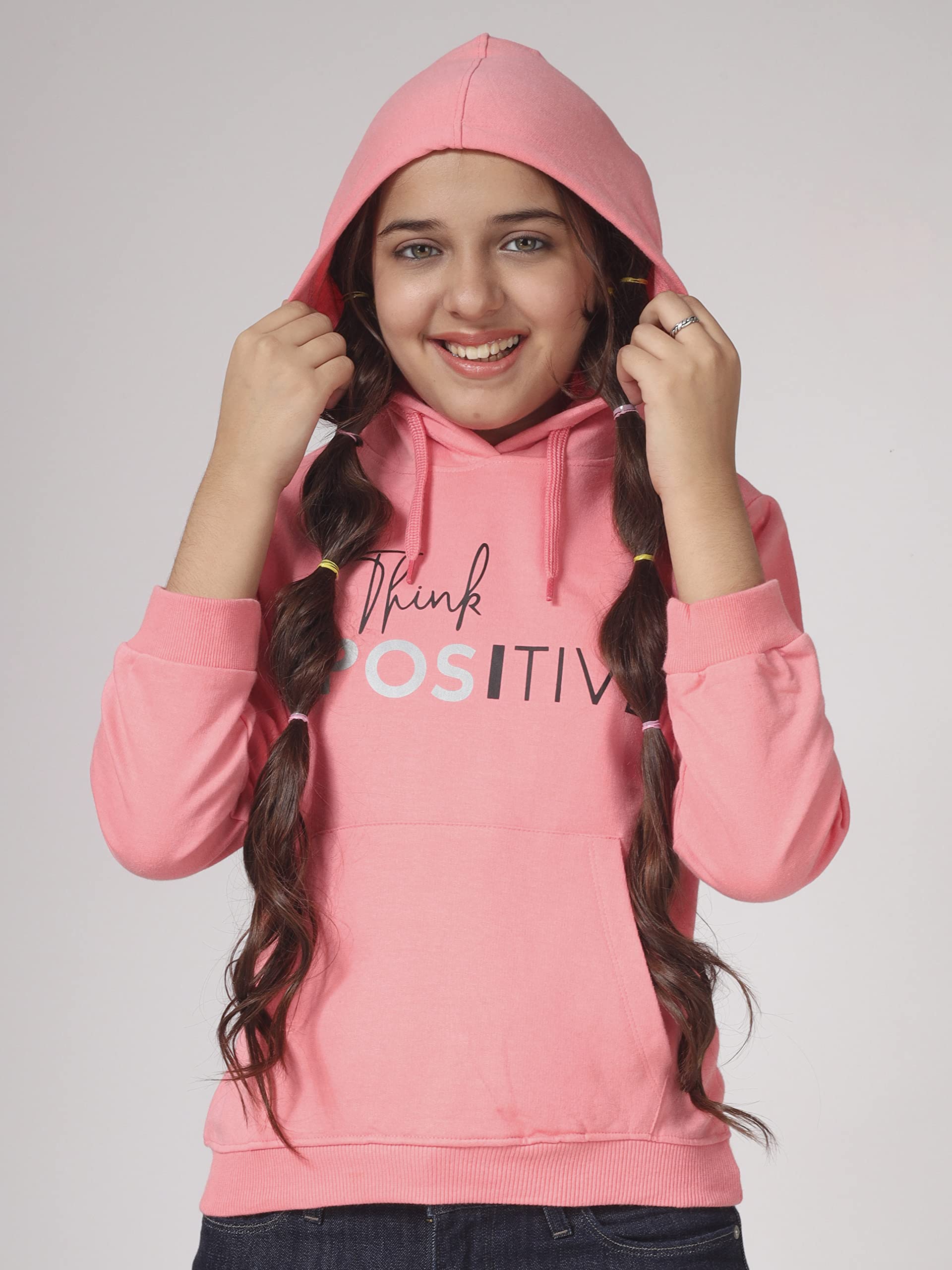 Kyda Kids Girls Cotton Hooded Neck Hoodies - Sweatshirt With Hoodies Full Sleeves Girls Winter Wear, Long Sleeve Sweatshirts For