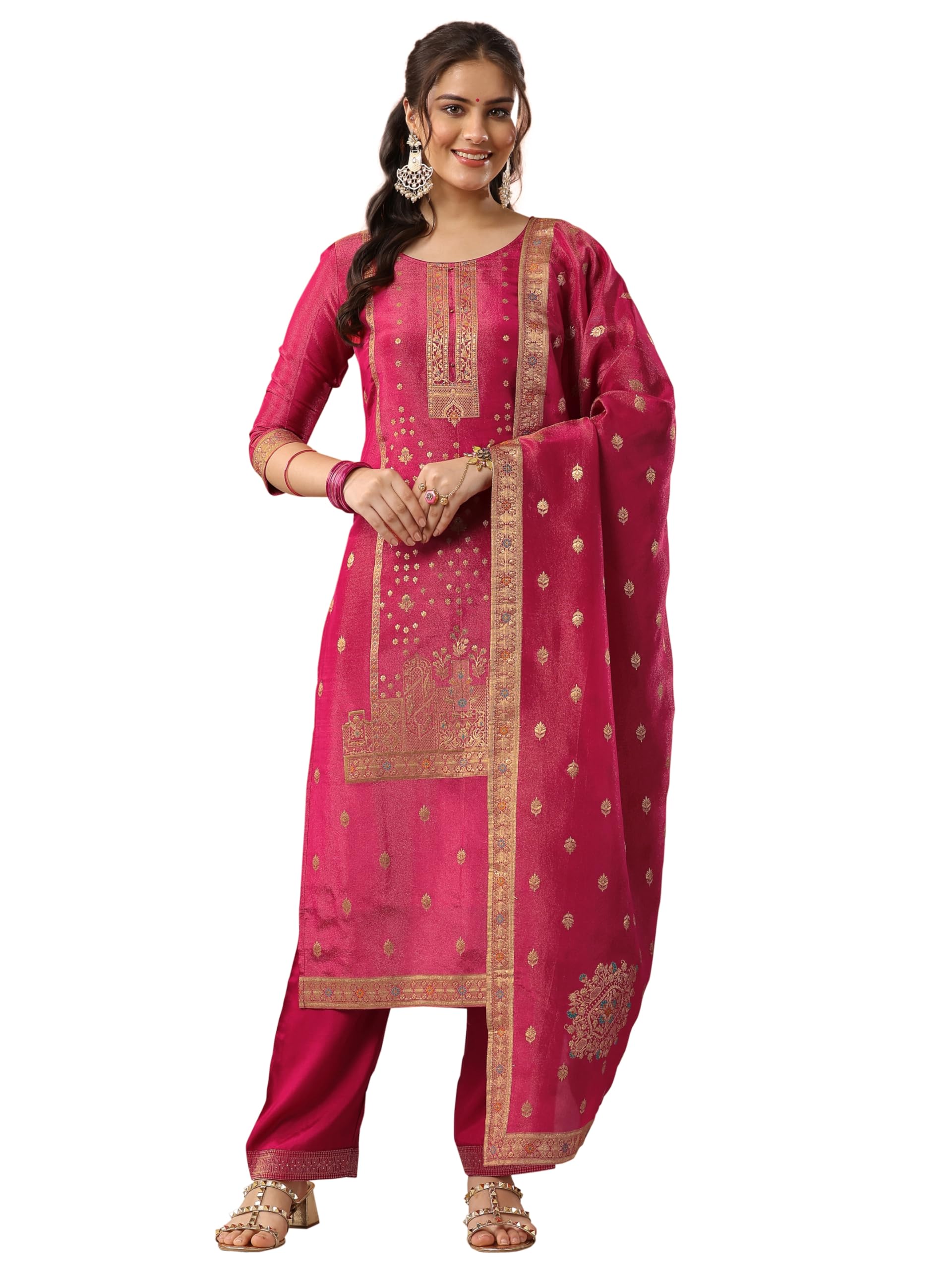 Libas Art Woven Design Chinon Straight Kurta set for Women (49985AS)