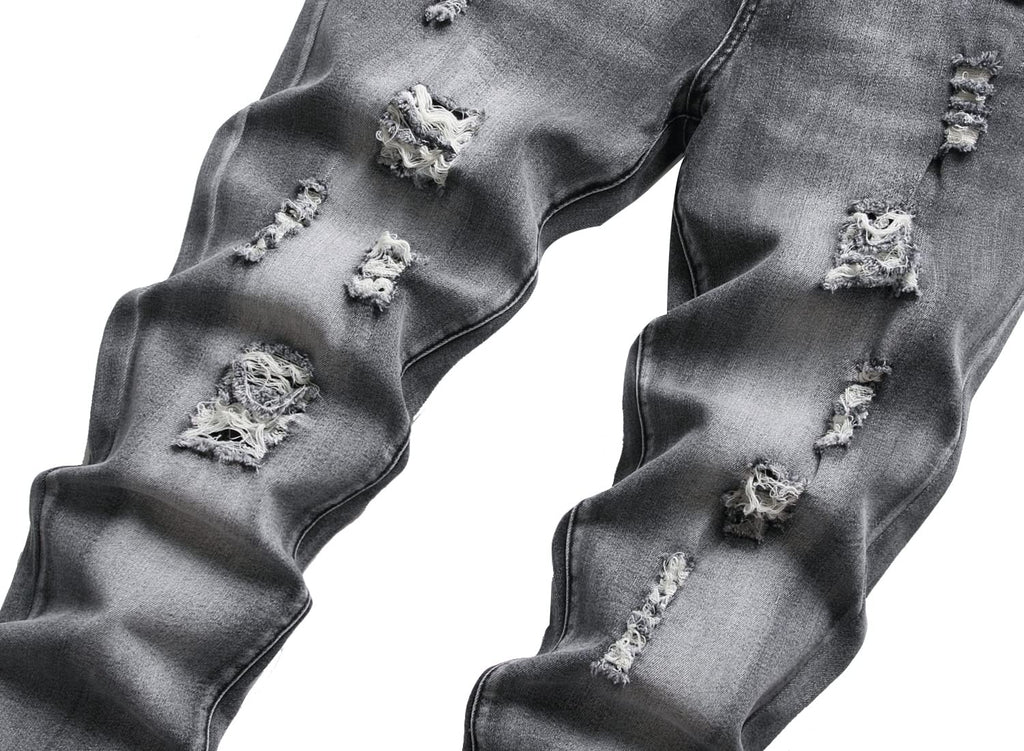 QIMYUM Mens Ripped Jeans, Distressed Destroyed Slim Fit Straight Leg Denim Pants (38, Gray612)