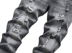 QIMYUM Mens Ripped Jeans, Distressed Destroyed Slim Fit Straight Leg Denim Pants (38, Gray612)
