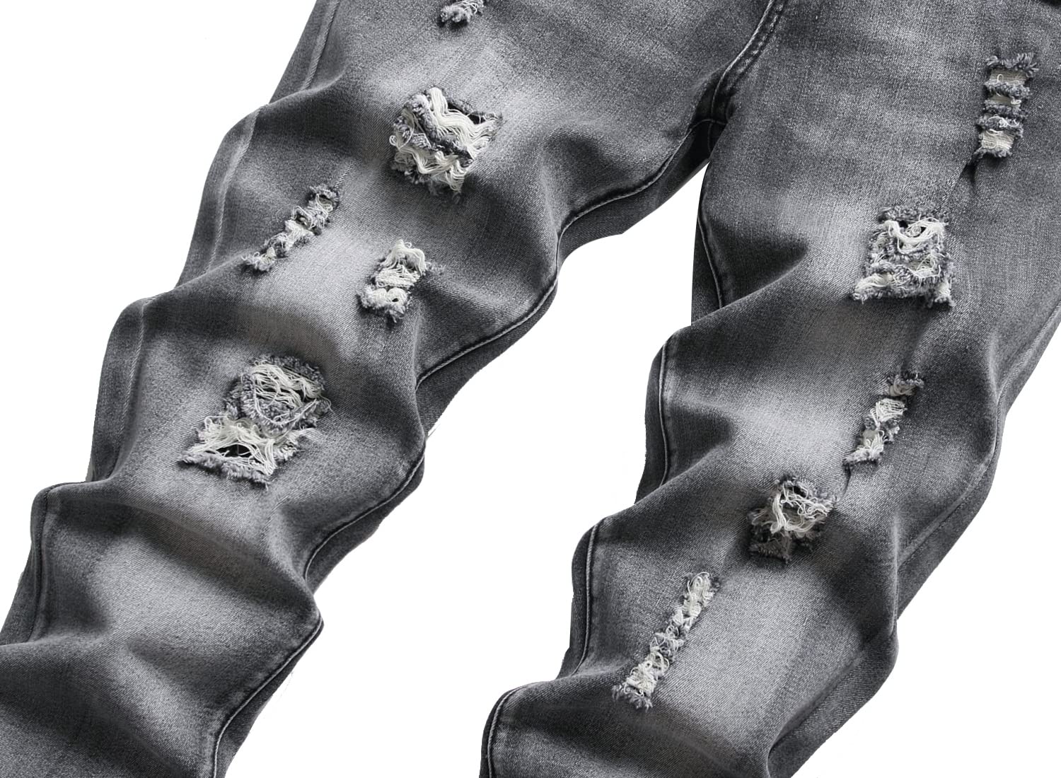 QIMYUM Mens Ripped Jeans, Distressed Destroyed Slim Fit Straight Leg Denim Pants (38, Gray612)