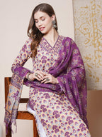 ANNI DESIGNER Women s Rayon Blend Kurta with Pants and Dupatta, Yellow, S
