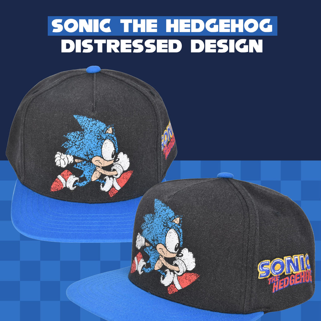 Sonic The Hedgehog Baseball Cap, Kids Adjustable Baseball Hat, Black, One Size