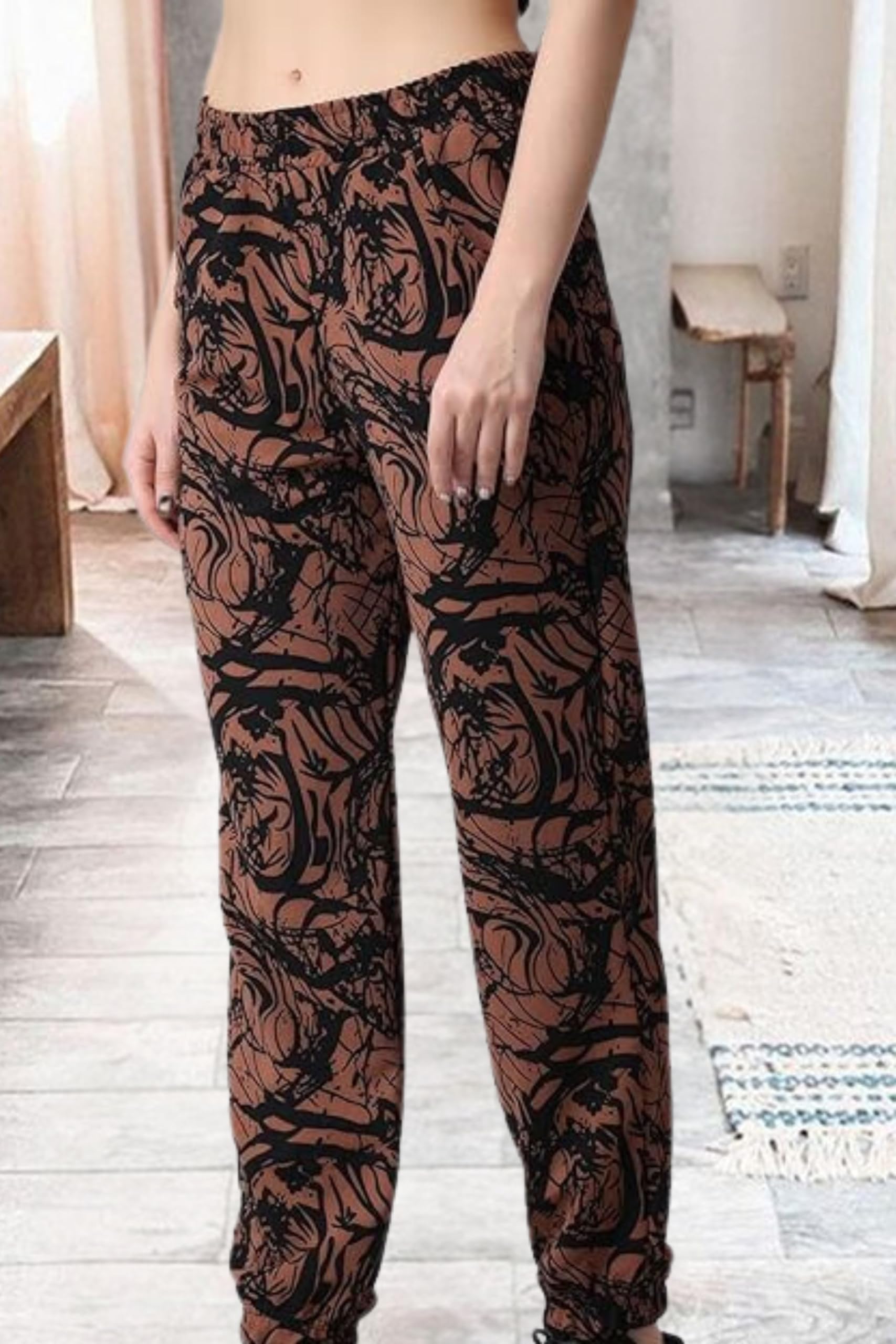 POPWINGS Casual Marblel Printed Joggers for Women || Pull On Joggers for Women || Comfortable Casual Women Joggers for Summer ||