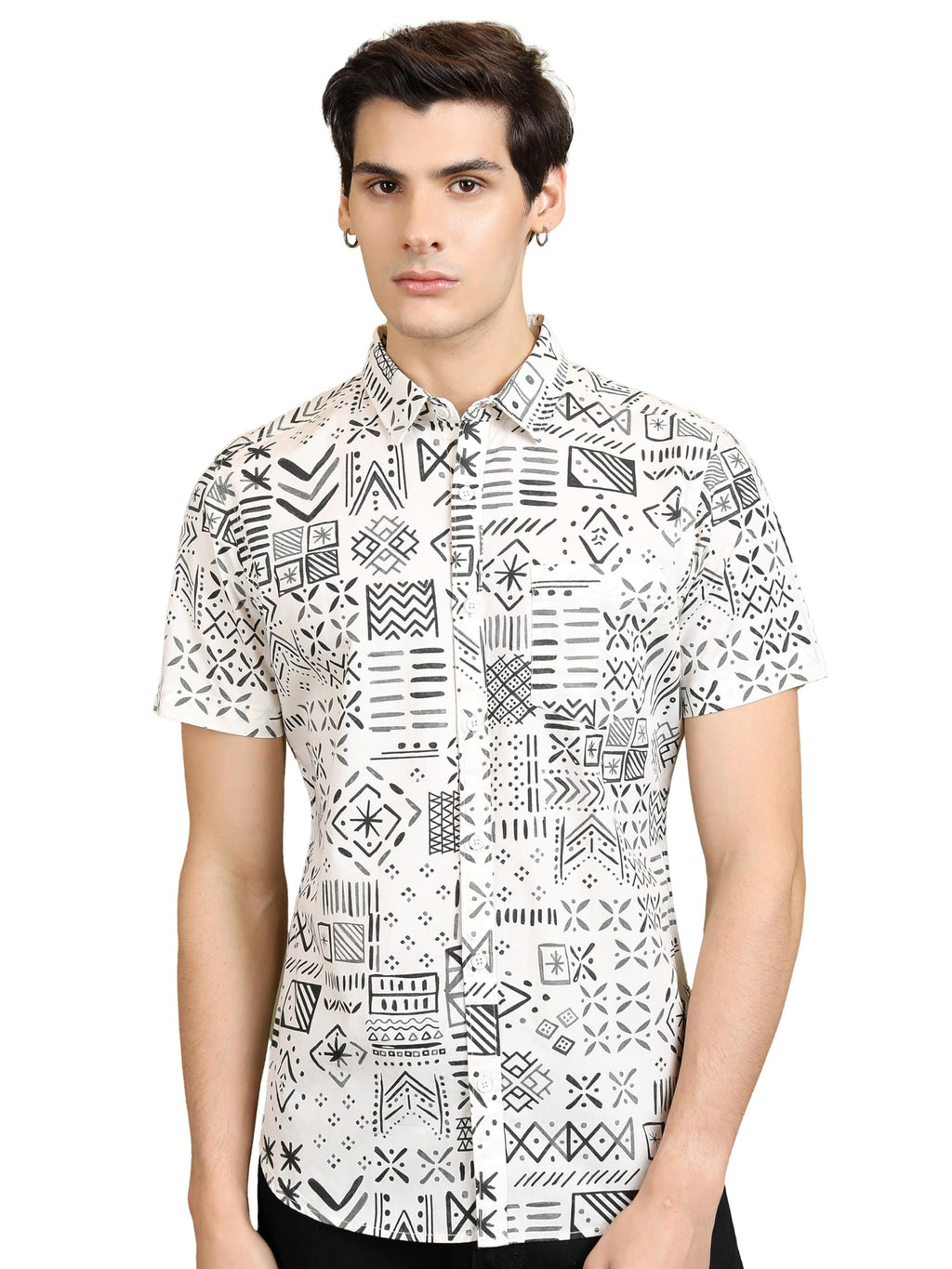Ketch Mens Half Sleeve Slim Fit Shirt Khsh001736 Peach Brown S