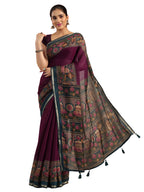 Libas Solid Cotton Blend Saree With Unstitched Blouse Piece