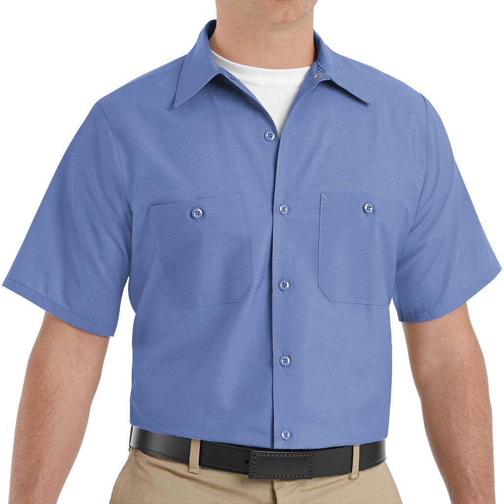 Red Kap Mens Standard Industrial Work Shirt, Regular Fit, Short Sleeve, Petrol Blue, 5X-Large
