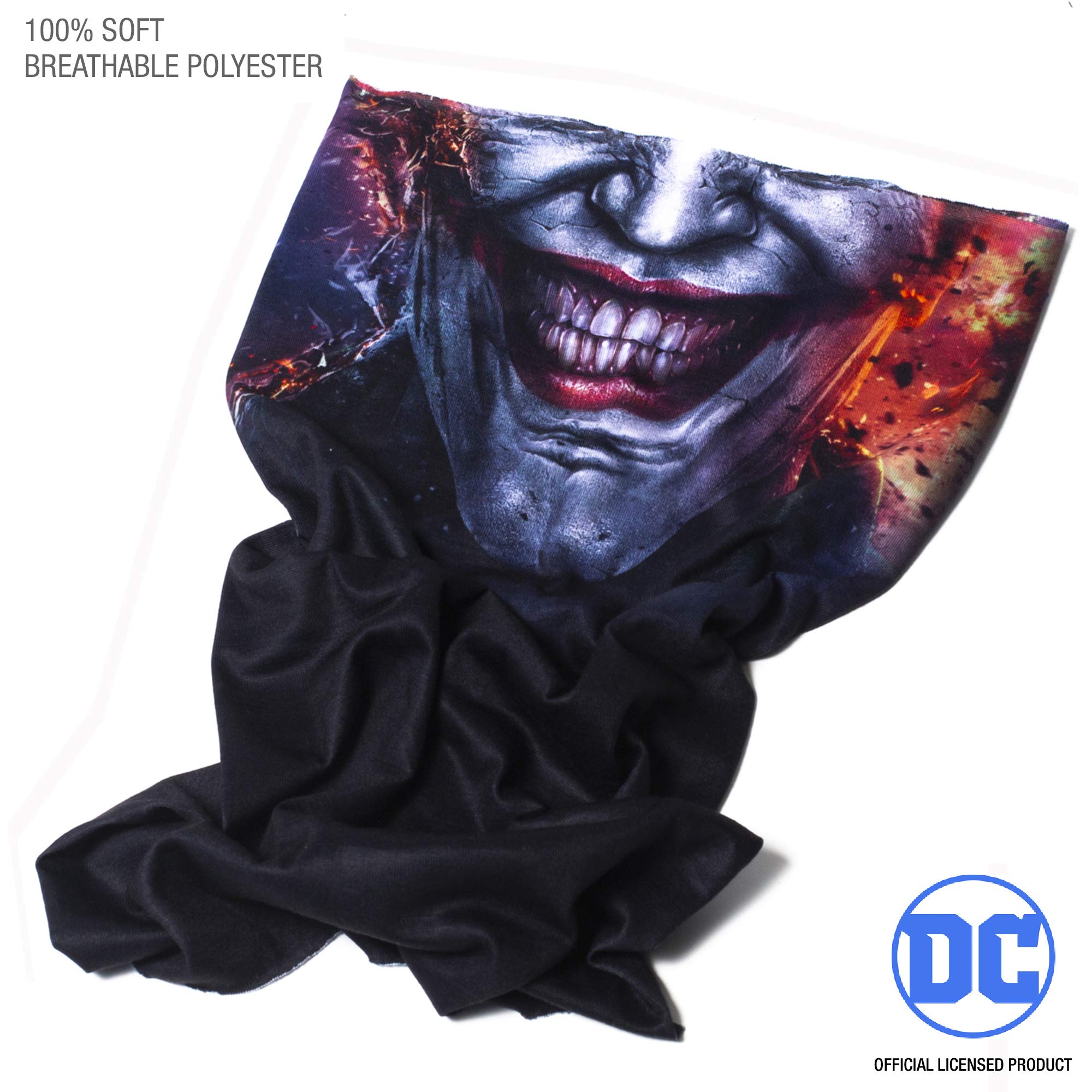 Concept One DC Comics The Joker Multi-Purpose Neck Gaiter Scarf Bandana, Black, One Size