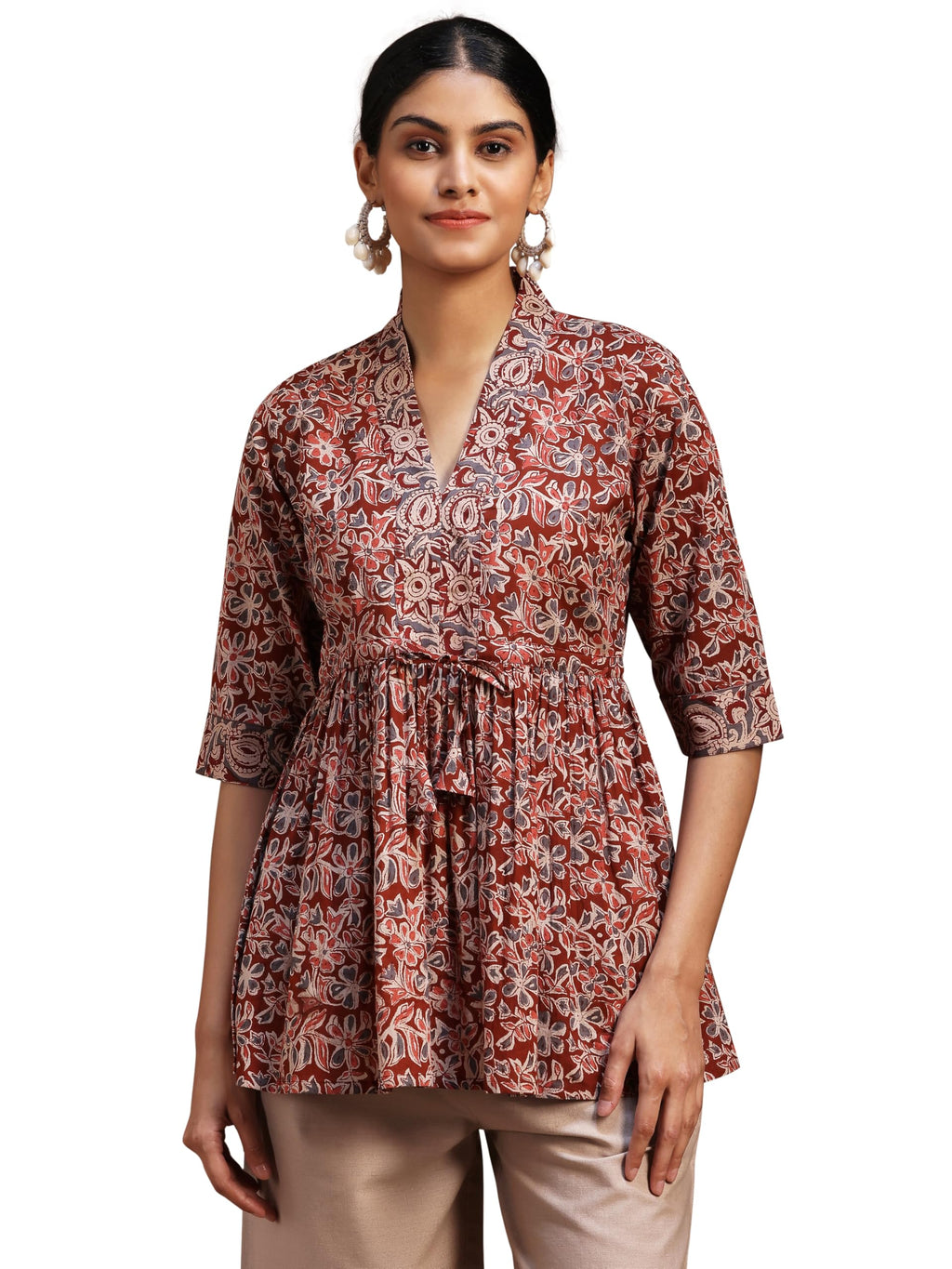 Libas WomenS Cotton A-Line Kurta (29101O_Rust