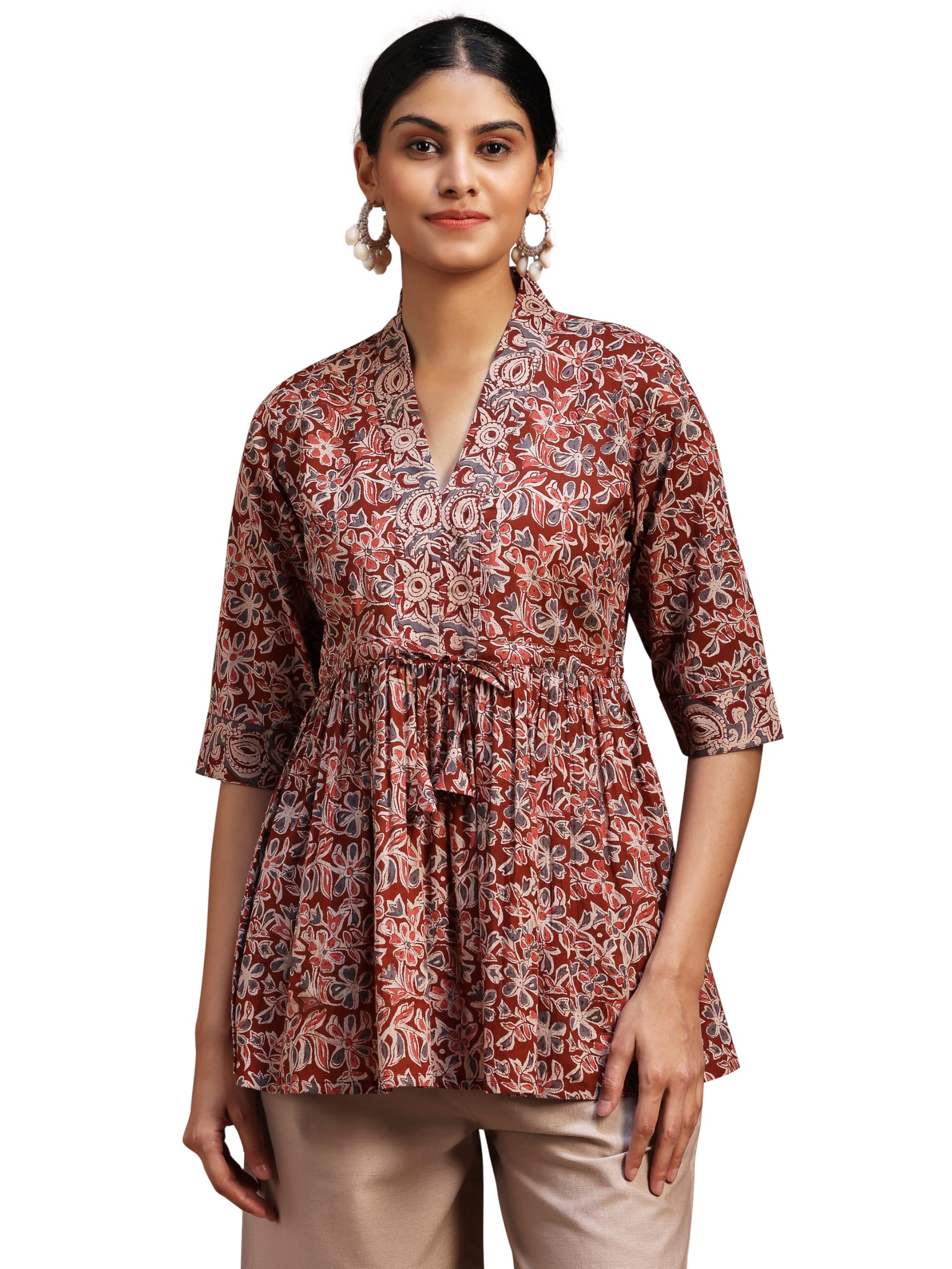 Libas WomenS Cotton A-Line Kurta (29101O_Rust